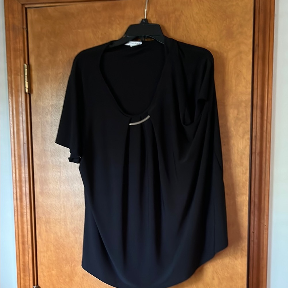 Black Asymmetrical Blouse with Flowing Design